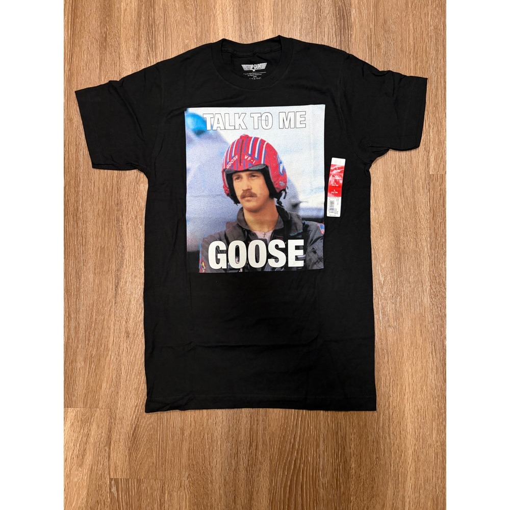 Top Gun Talk To Me Goose Graphic T-Shirt Mens Small Black Movie Tee NWT
